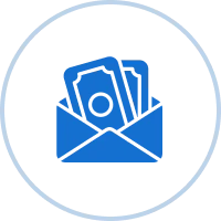 Blue money envelope graphic
