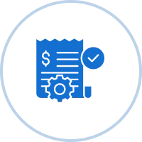 Blue financial icon in circle