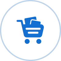 Shopping cart icon in blue circle